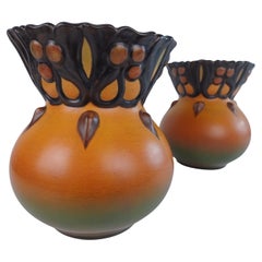 1900's Two Danish Hand-Crafted Art Nouveau Vases by P. Ipsens Enke