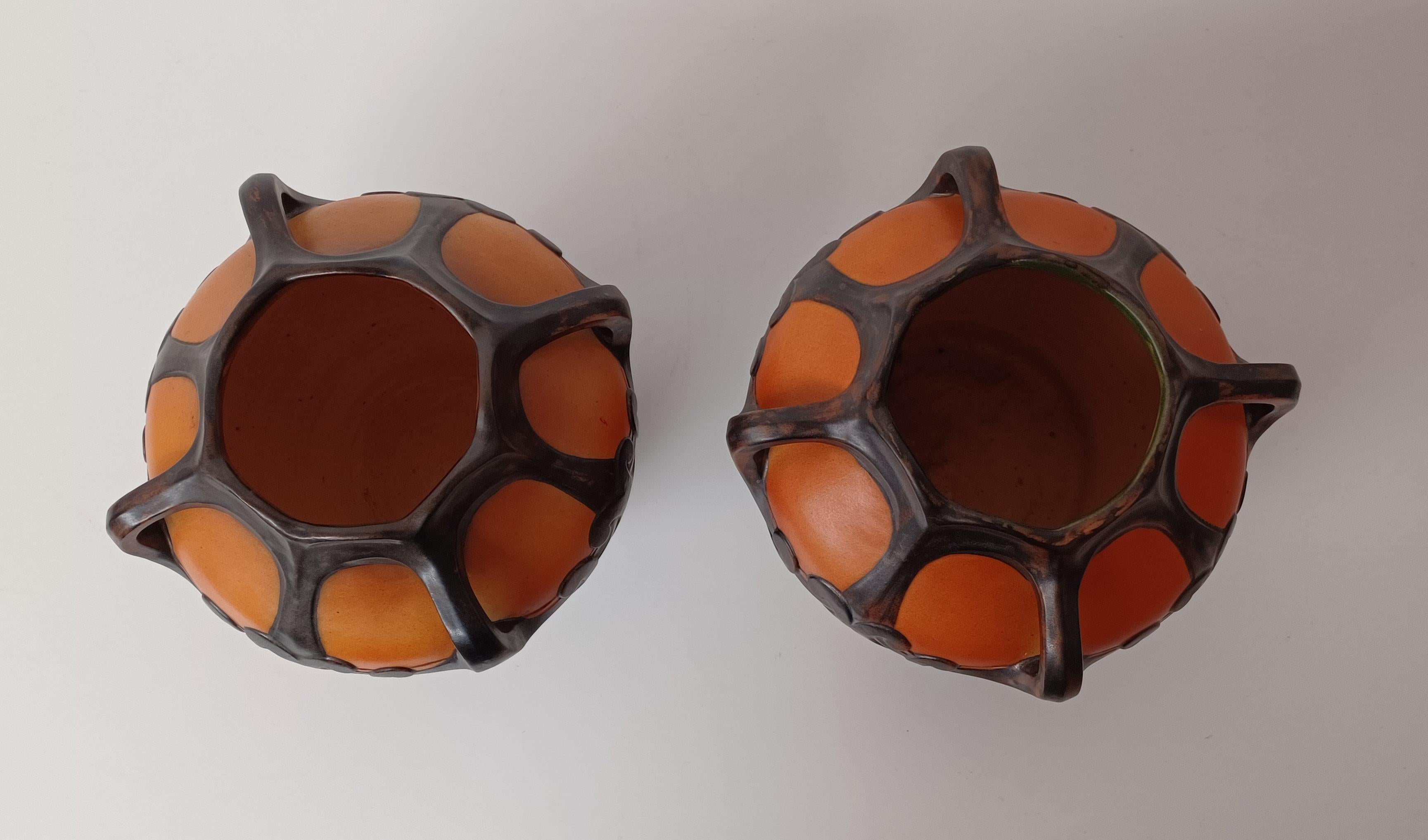 Ceramic 1900s Two Karen Hagen Hand-Crafted Danish Art Nouveau Vases by P. Ipsens Enke For Sale