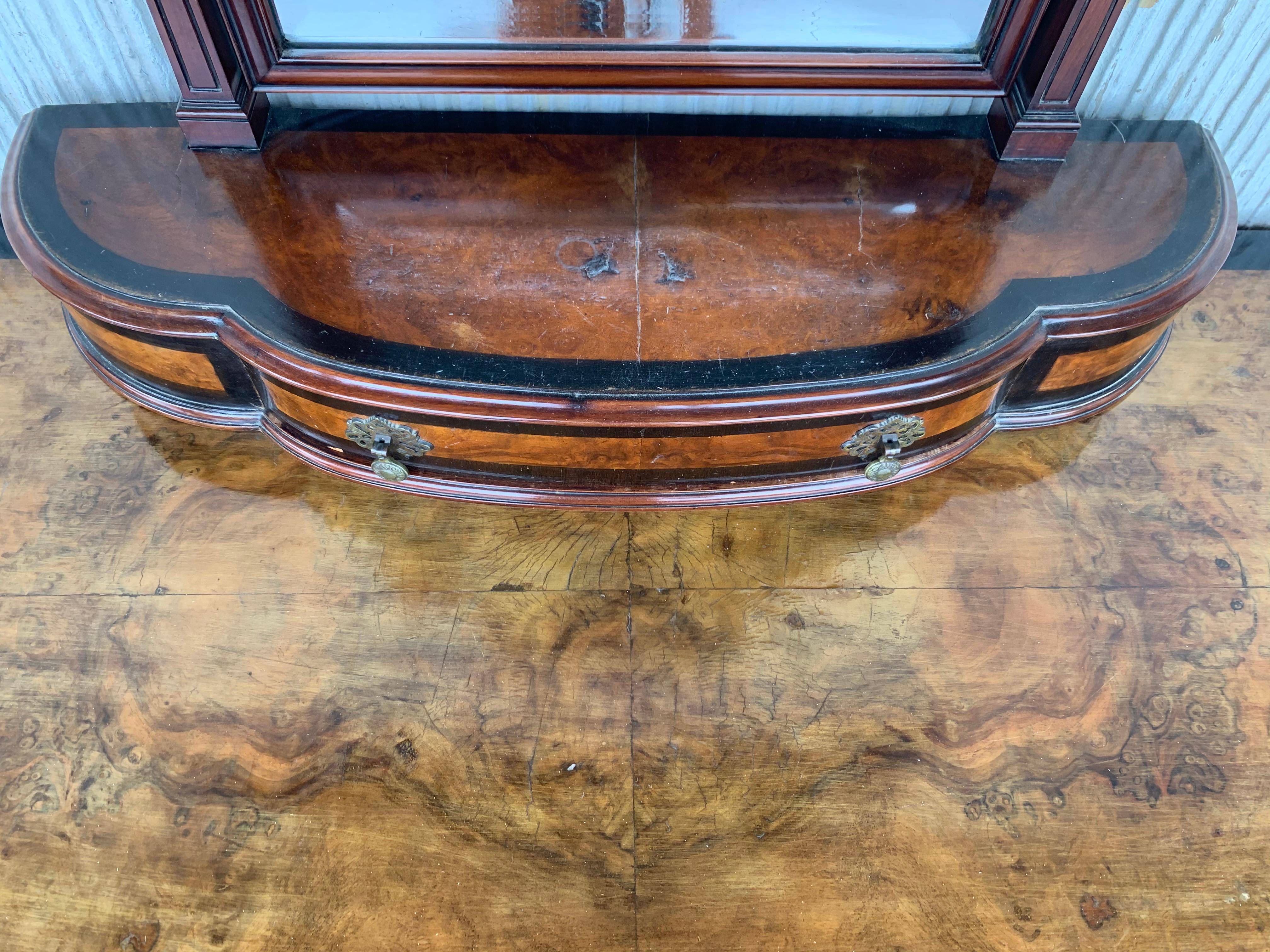 1900s Venetian Baroque Commode Chest of Drawers in Burl Walnut with Ebonized Det For Sale 10