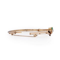 1900's Victorian 14K Yellow Gold Diamond and Emerald Antique Hinge Bracelet