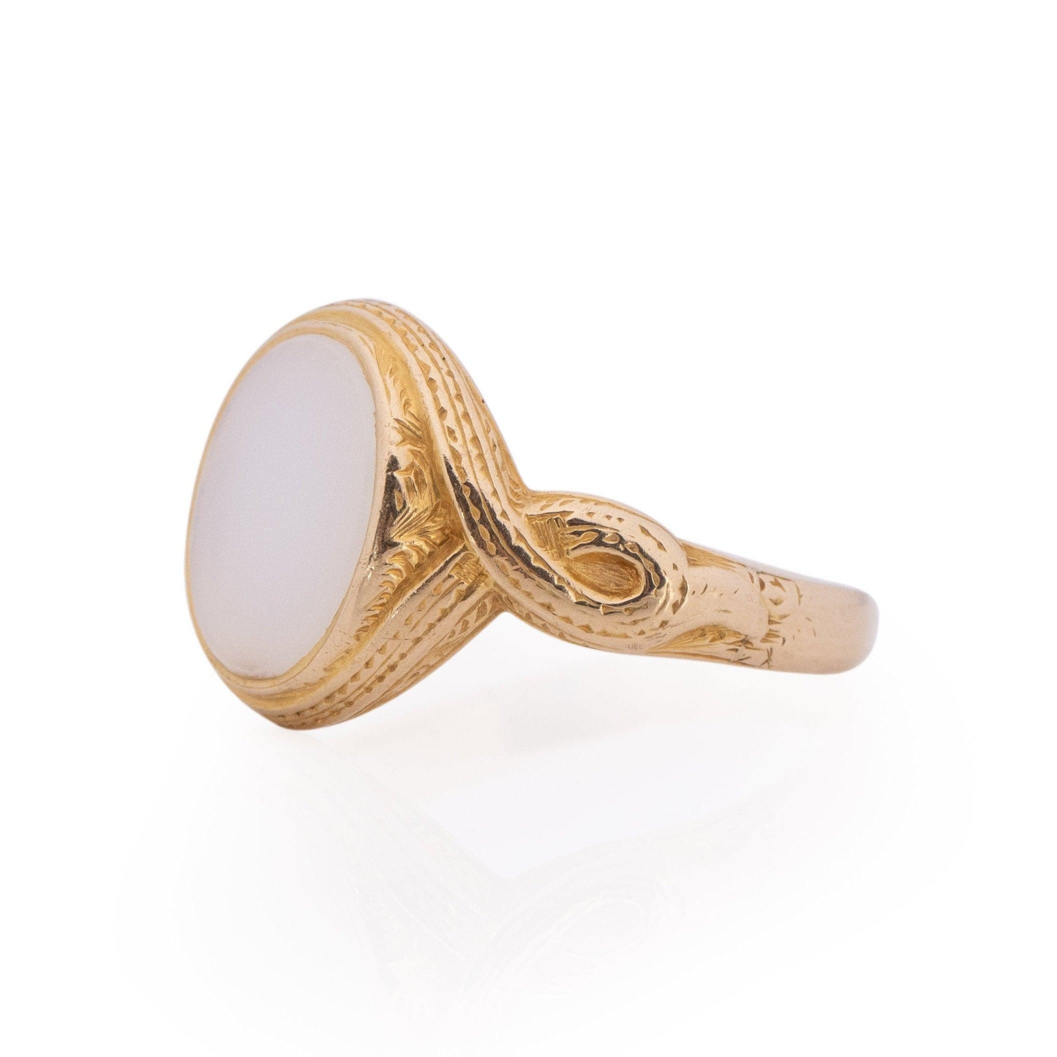 Round Cut 1900's Victorian 15K Yellow Gold Mystery Opaque Center Ring For Sale