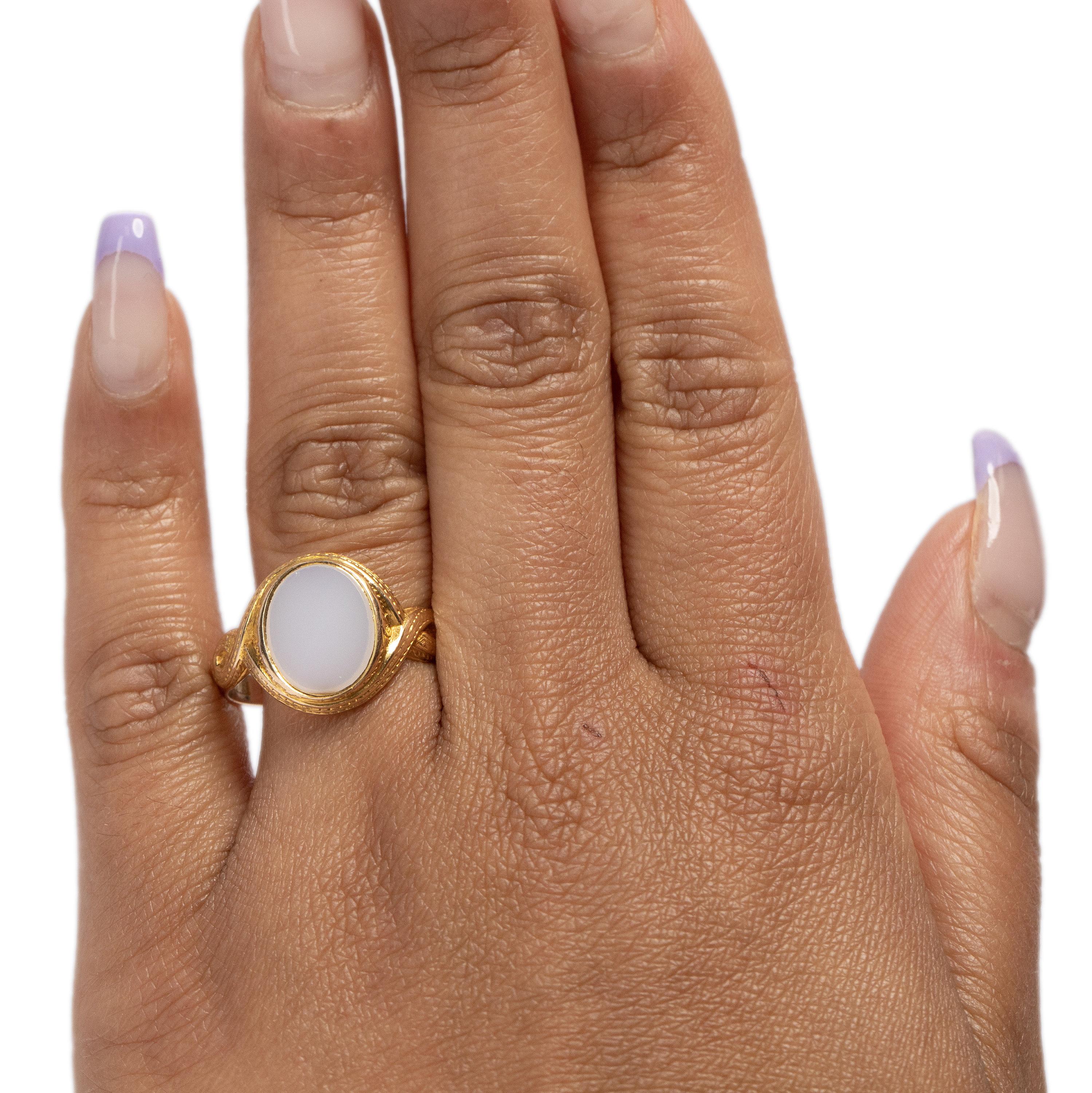 1900's Victorian 15K Yellow Gold Mystery Opaque Center Ring For Sale 1