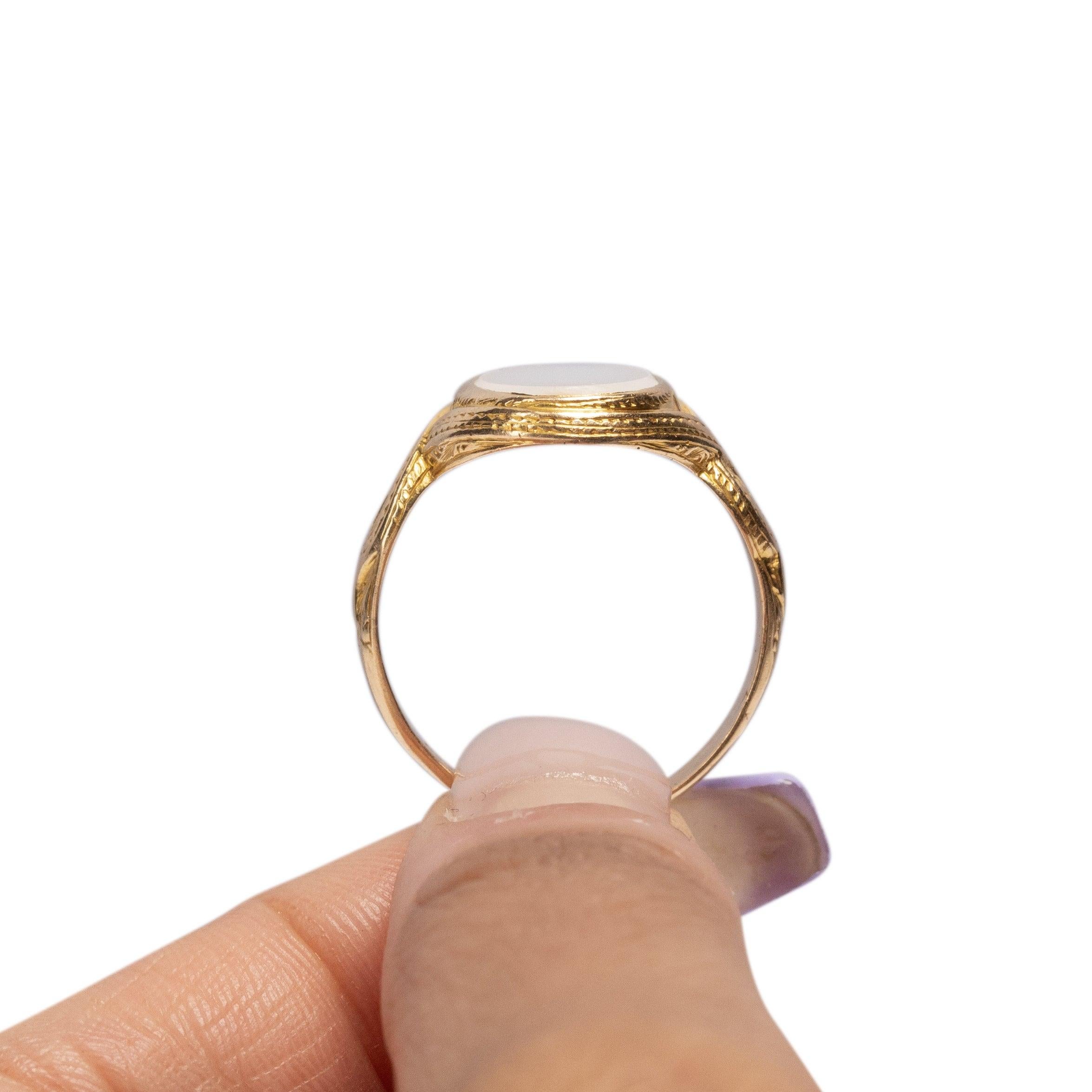 1900's Victorian 15K Yellow Gold Mystery Opaque Center Ring For Sale 4