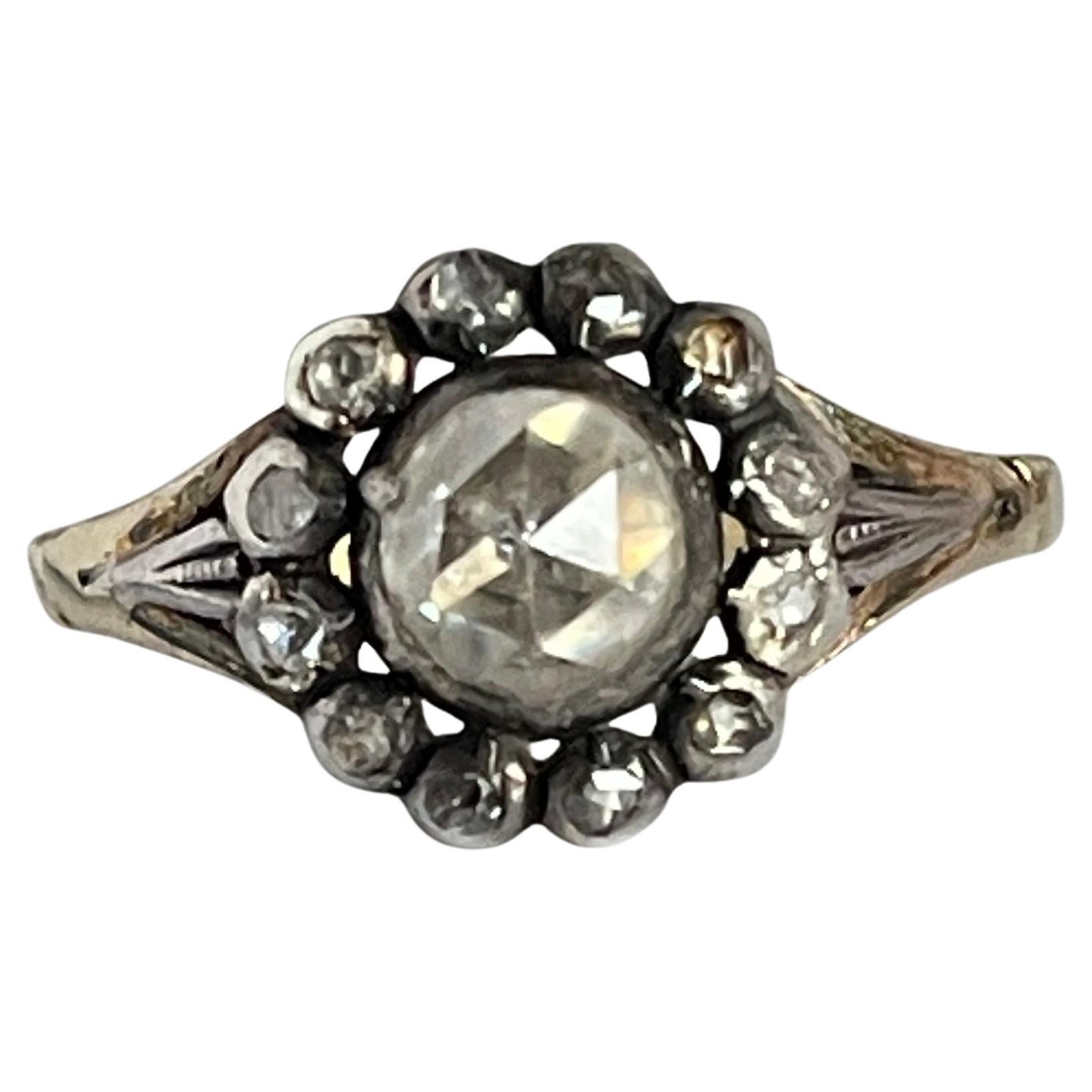 1900
s Victorian Dutch Antique 1.00 Rosecut Diamond Entourage Ring