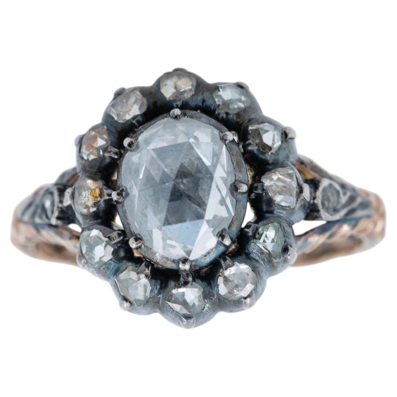 1900's Victorian Dutch Antique 2.00 Rosecut Diamond Entourage Ring en vente