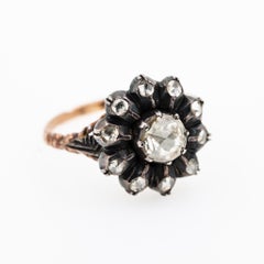 1900's Victorian Dutch Antique Rosecut Diamond Entourage Ring Heirloom Jewelry