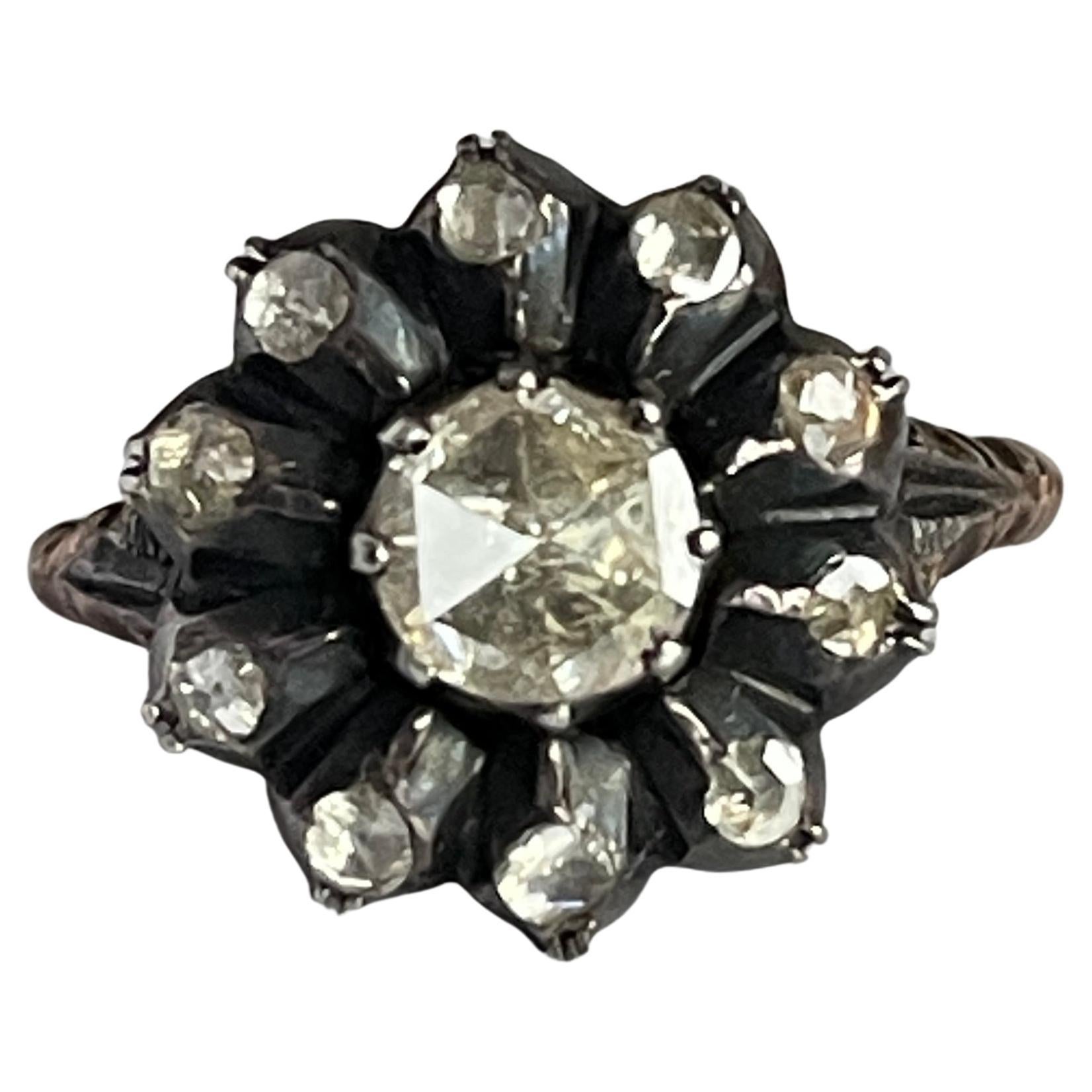 1900
s Victorian Dutch Antique Rosecut Diamond Entourage Ring Heirloom Jewelry