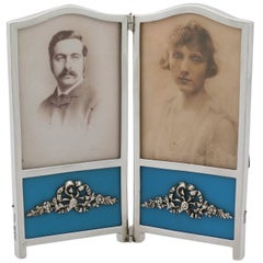 Antique 1900s Victorian Sterling Silver Double Photograph Frame