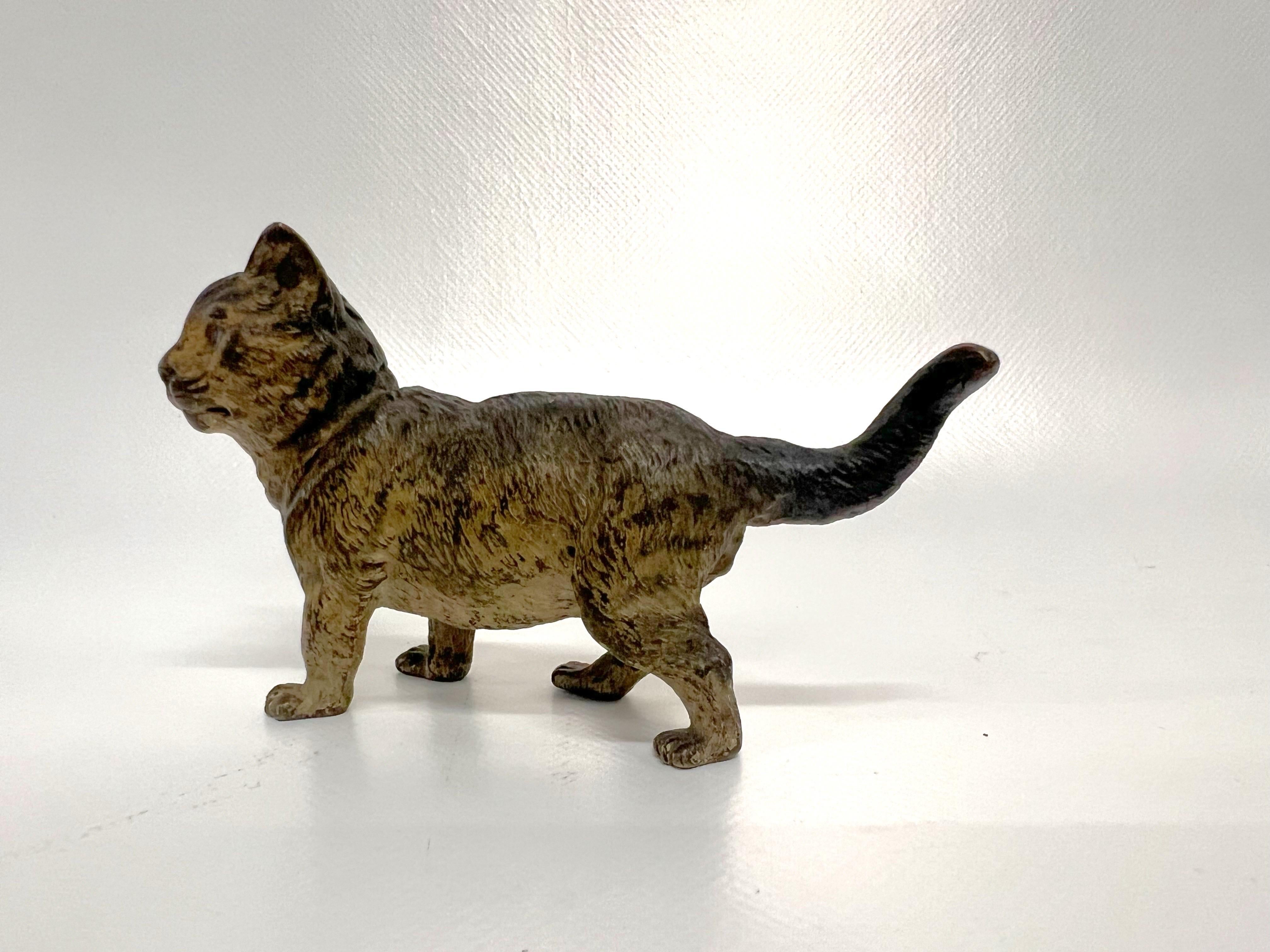 1900s Vienna Cold Painted Bronze Cat, Attributed to Bergman 3