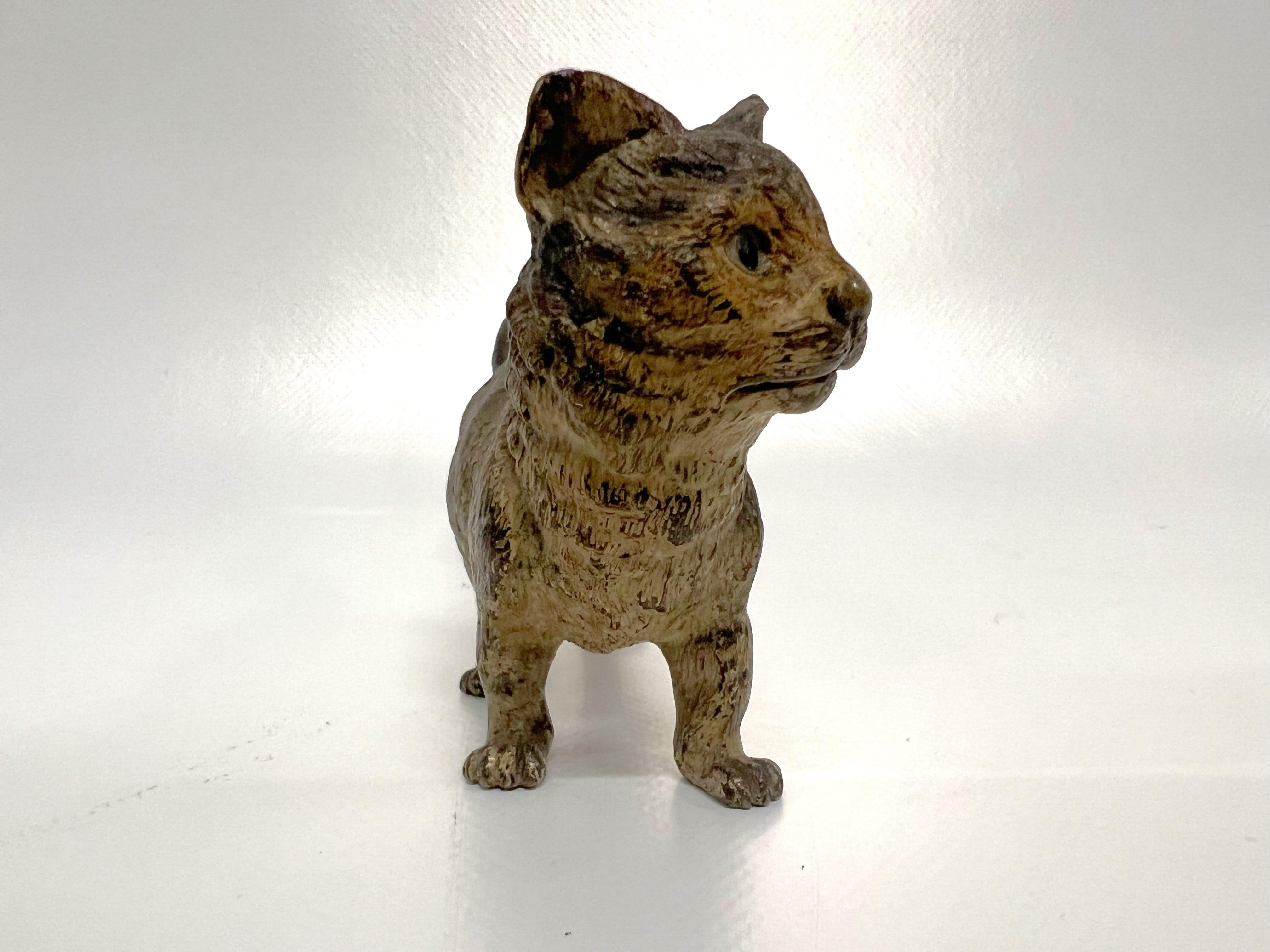 Other 1900s Vienna Cold Painted Bronze Cat, Attributed to Bergman