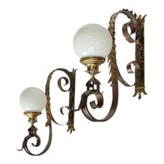 1900s Vintage American Bronze Wall Sconces, a Pair