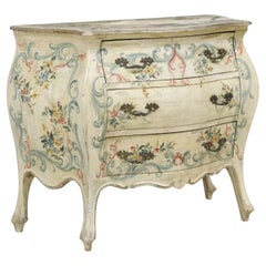 1900s Vintage/ Antique Venetian, Parcel Gilt, Painted-Decorated Bombe Commode!