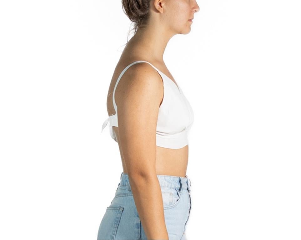 1900S White Cold Rayon Tie Back  Bra Top In Excellent Condition For Sale In New York, NY