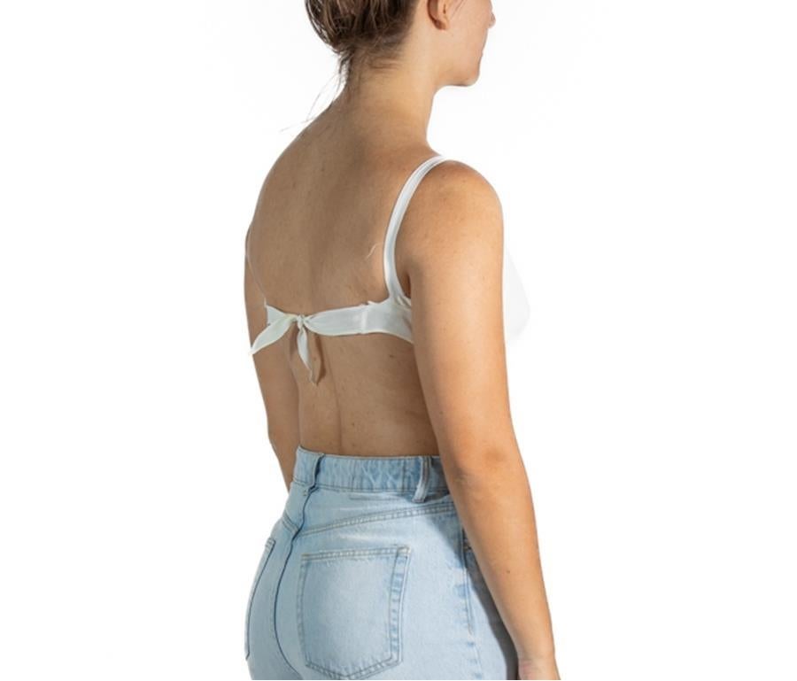 Women's 1900S White Cold Rayon Tie Back  Bra Top For Sale
