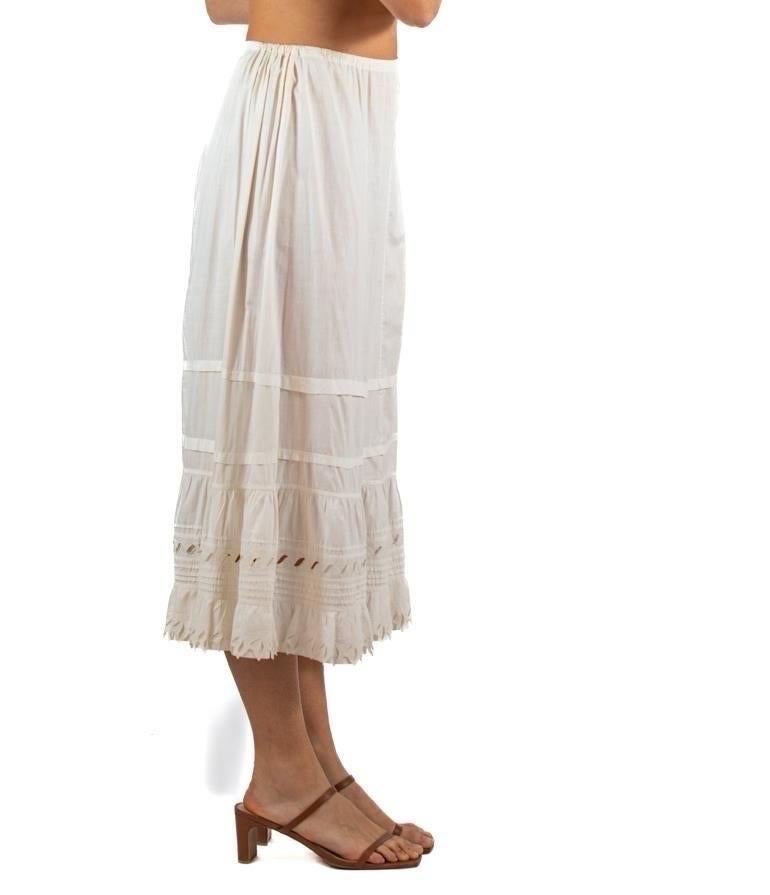 Women's 1900S White Organic Cotton Antique Lace Skirt For Sale