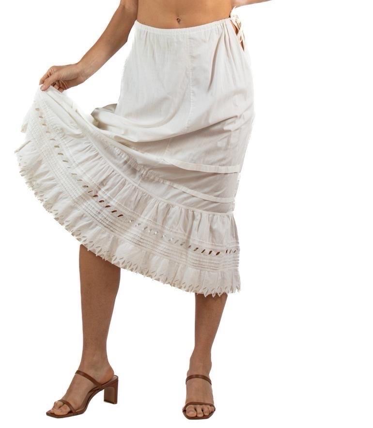 1900S White Organic Cotton Antique Lace Skirt For Sale 1
