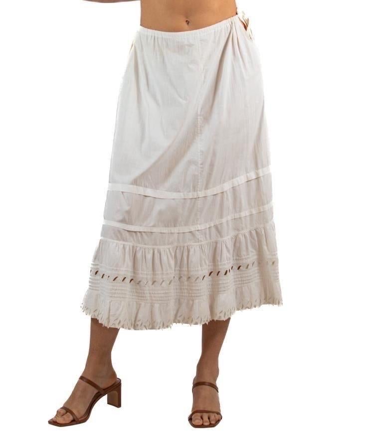 1900S White Organic Cotton Antique Lace Skirt For Sale 3