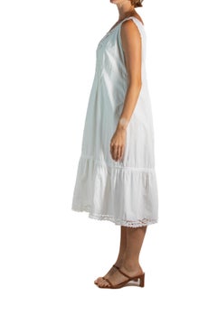 1900S White Organic Cotton & Lace Dress