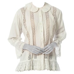 Victorian White Organic Cotton & Lace Oversized Jacket Top