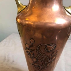 1900s Wmf Art Nouveau Brass & Copper German Vase