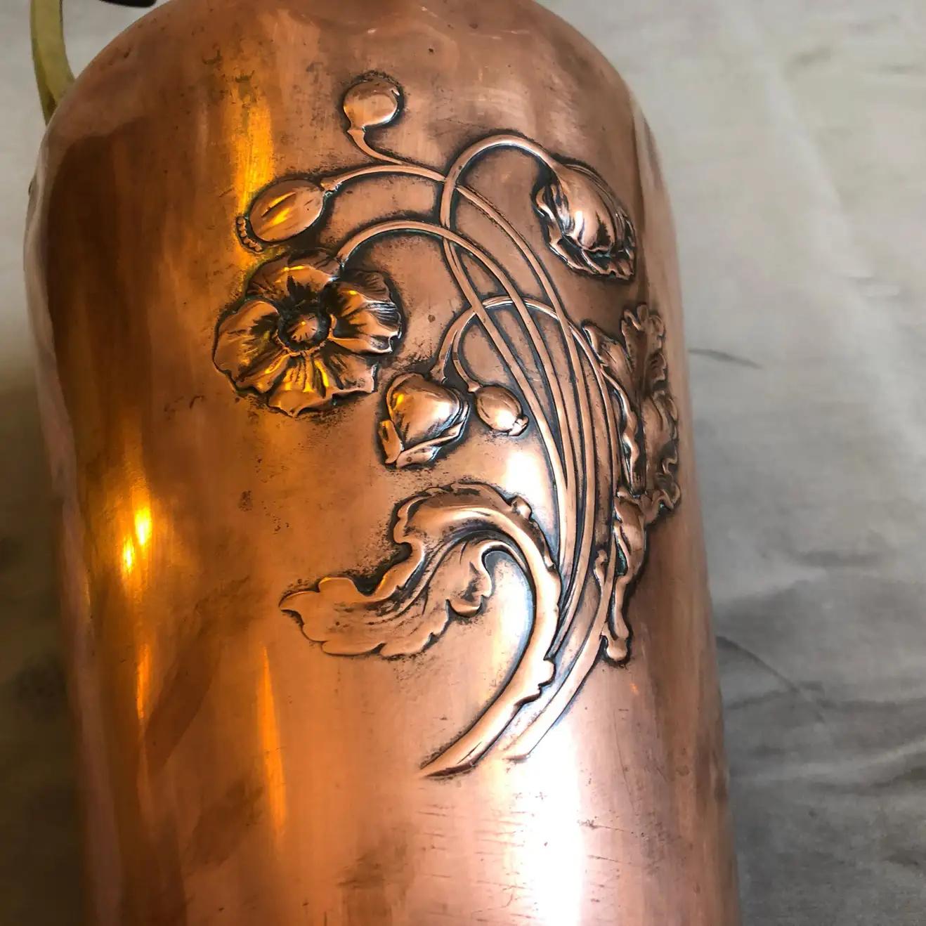Early 20th Century 1900s Wmf Art Nouveau Brass & Copper German Vase