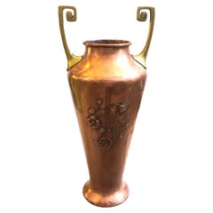 1900s Wmf Art Nouveau Brass & Copper German Vase
