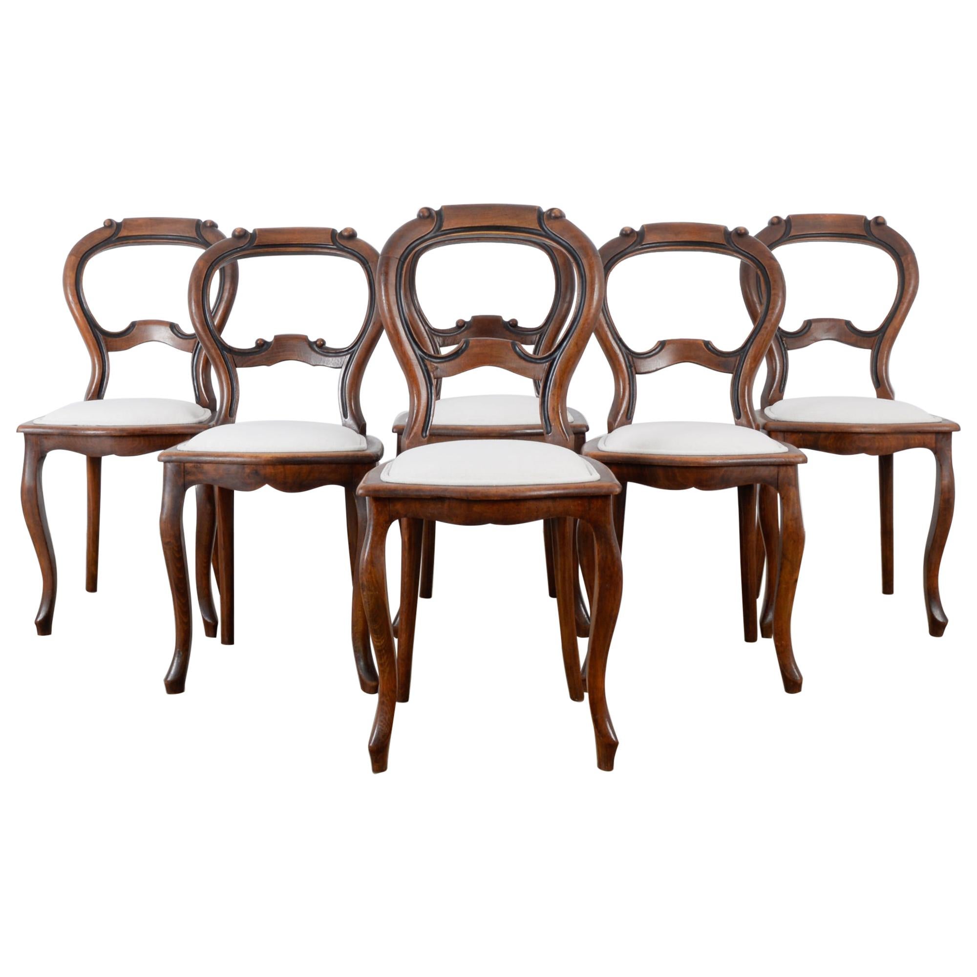 1900s Wooden Dining Chairs, Set of Six