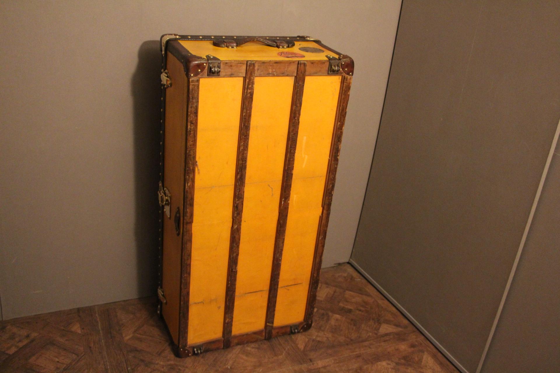 1900s Yellow Canvas Louis Vuitton Steamer Trunk 10