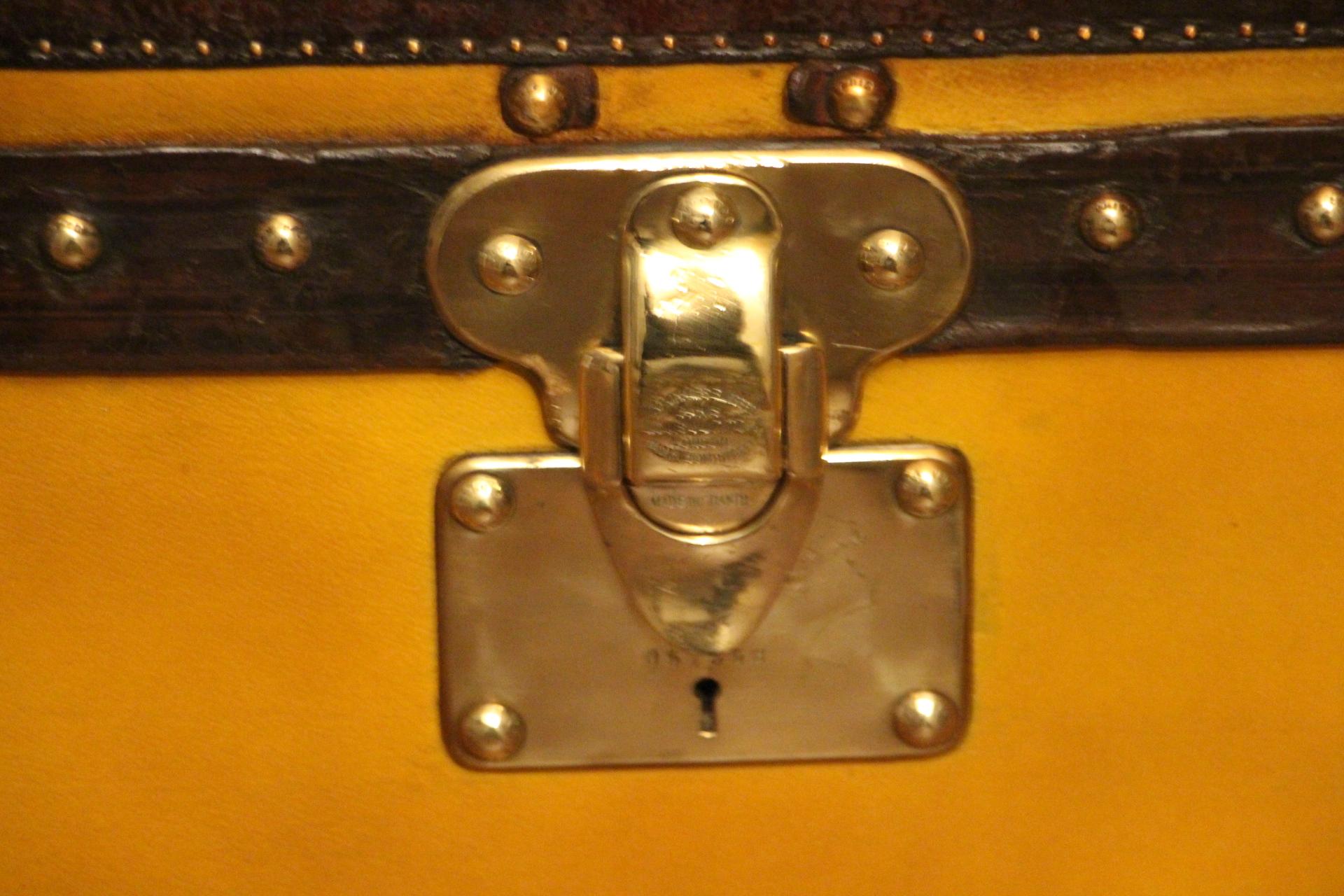 Early 20th Century 1900s Yellow Canvas Louis Vuitton Steamer Trunk