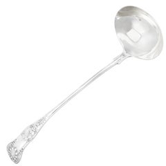 1901, Antique Sterling Silver Queen's Pattern Soup Ladle