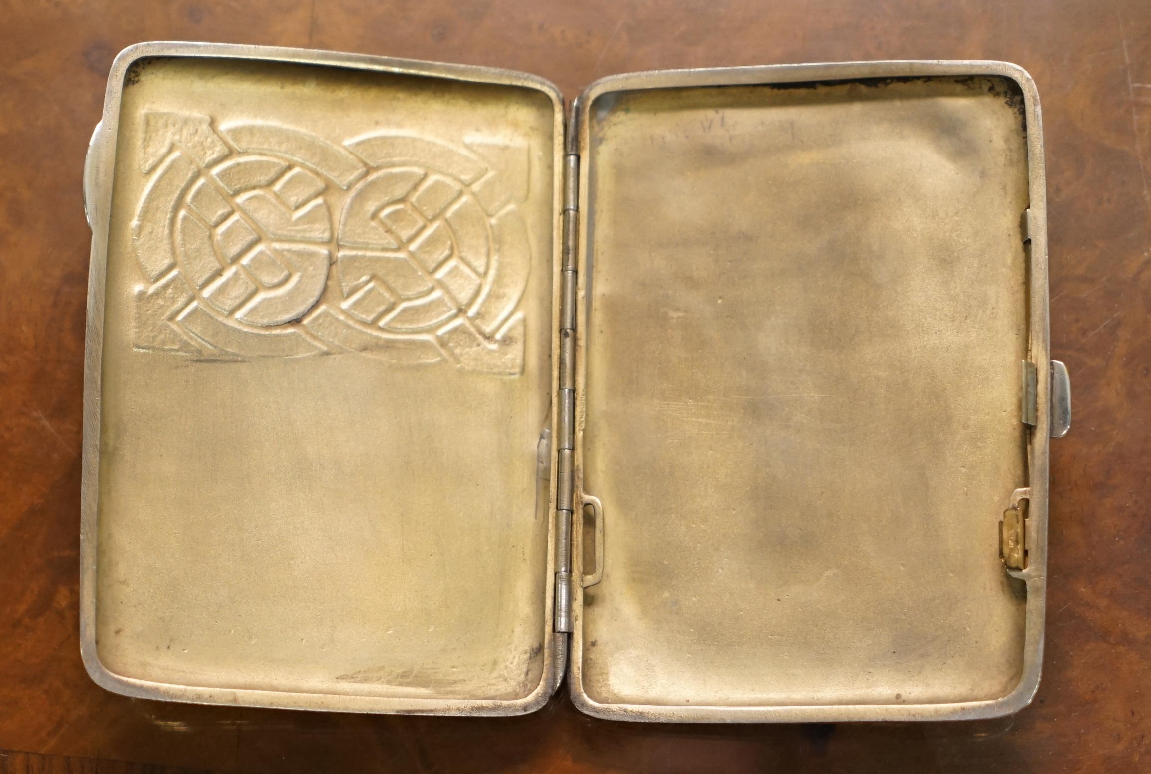 1901 Archibald Knox Cymric Sterling Silver Cigarette Case Liberty's & Co Enamel 1