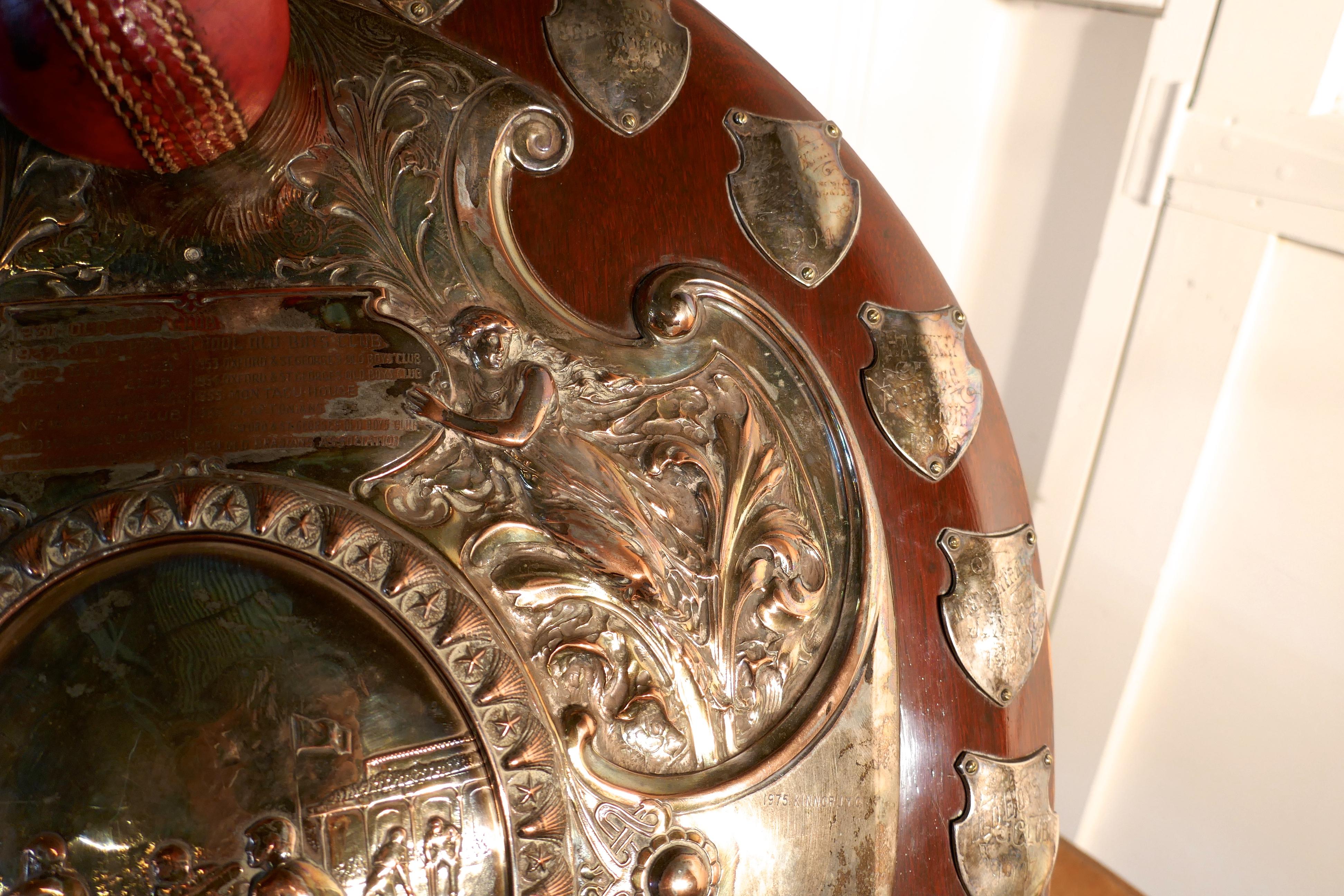 1901 Art Nouveau Cricket Trophy Shield, by Walker Hall and Sons  For Sale 5