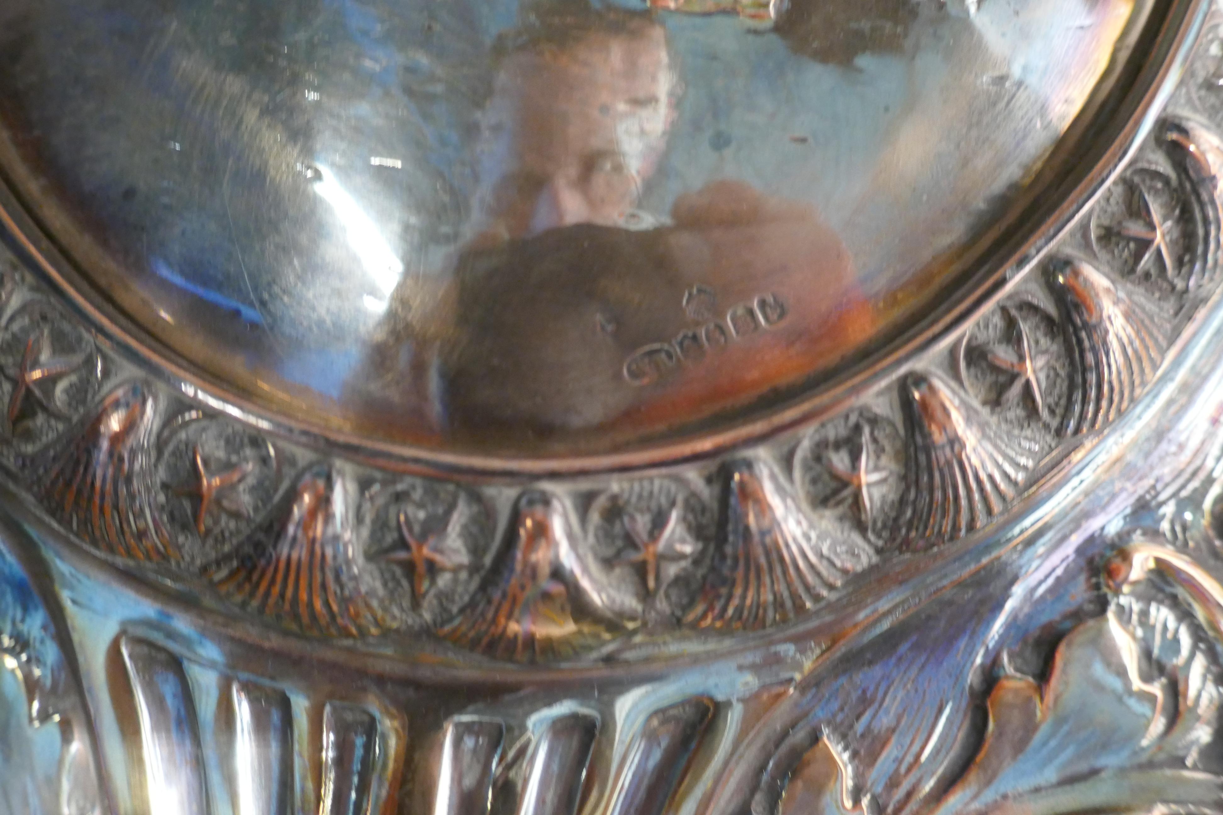 1901 Art Nouveau Cricket Trophy Shield, by Walker Hall and Sons For Sale 11