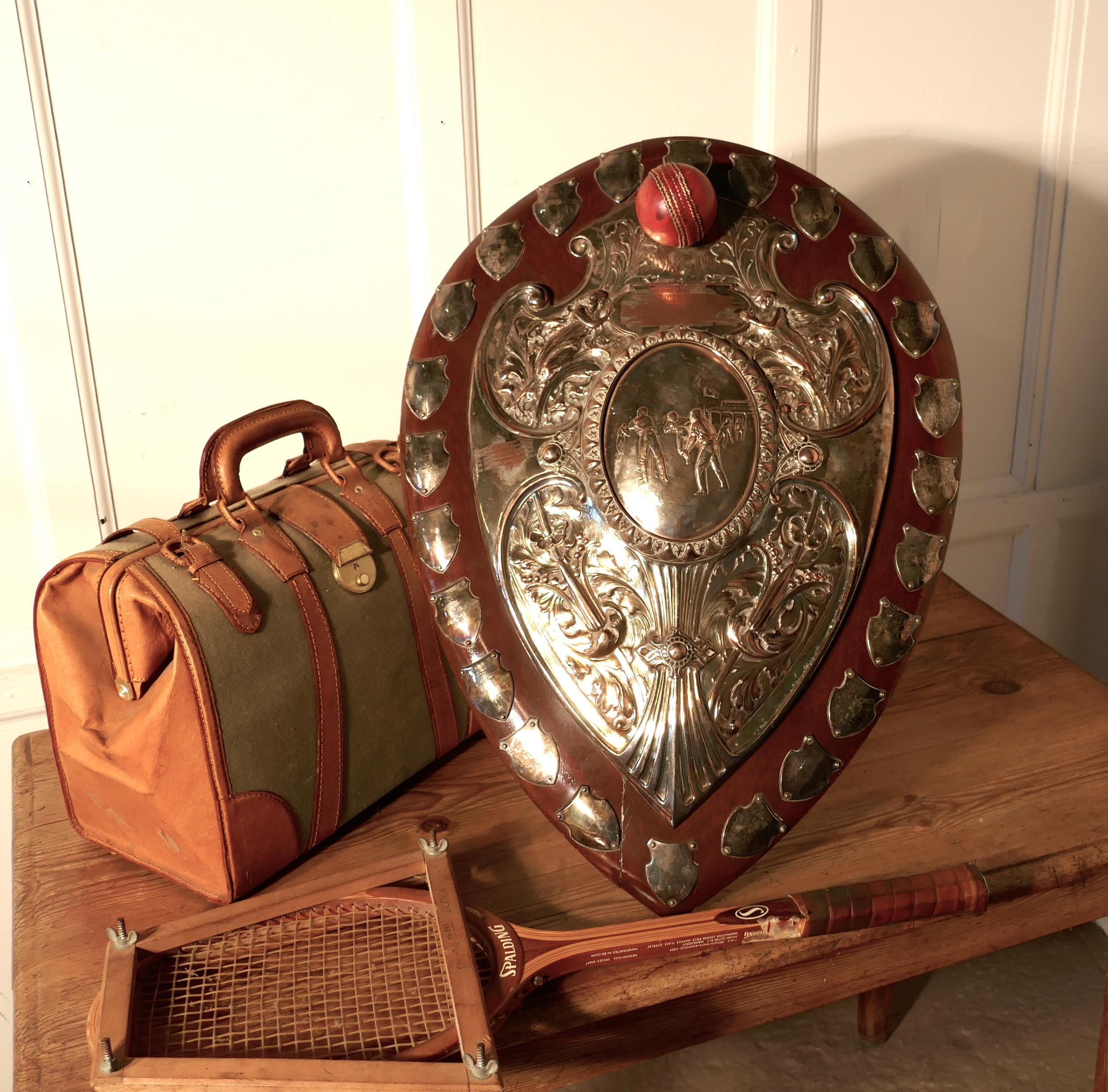 Early 20th Century 1901 Art Nouveau Cricket Trophy Shield, by Walker Hall and Sons For Sale
