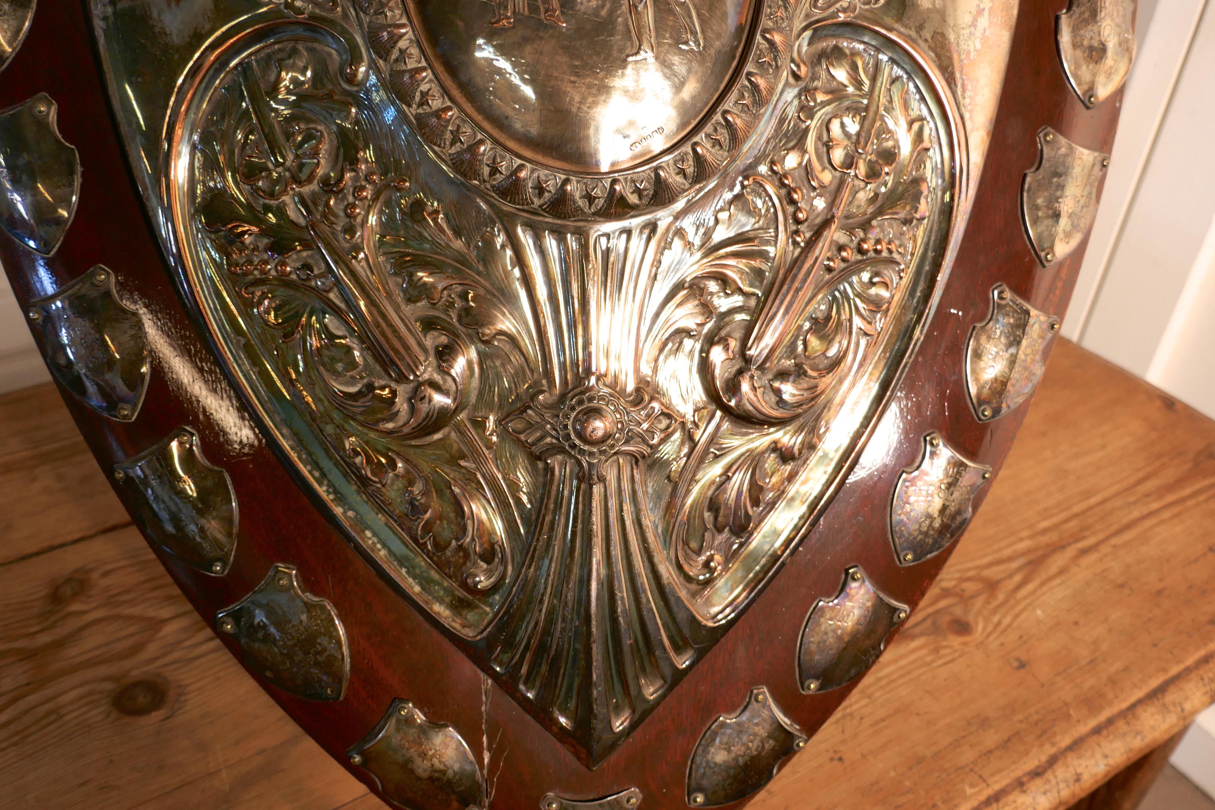 1901 Art Nouveau Cricket Trophy Shield, by Walker Hall and Sons For Sale 4