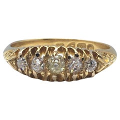 Antique 1901 British 18K Yellow Gold Filigree Carving 1/2 Carat TDW Diamond Ring