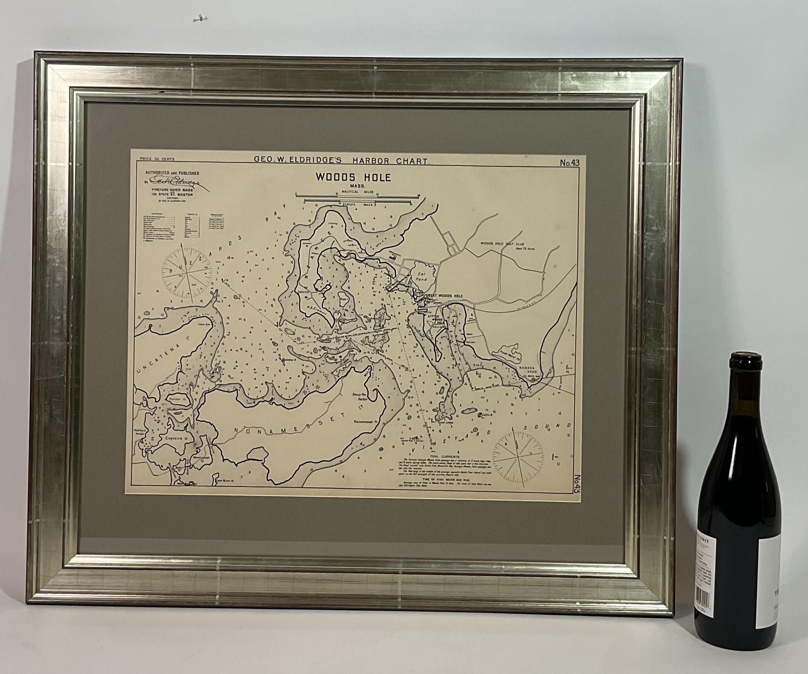 Rare 1901 chart of Woods Hole, Mass., showing Buzzards Bay, Penzance Point, Nonamesset Island, Downtown Woods Hole, Parker Neck, Nobska Head, Vineyard Sound, Woods Hole Golf Club, Rams Island, Devil's Foot, etc. The legend reads 