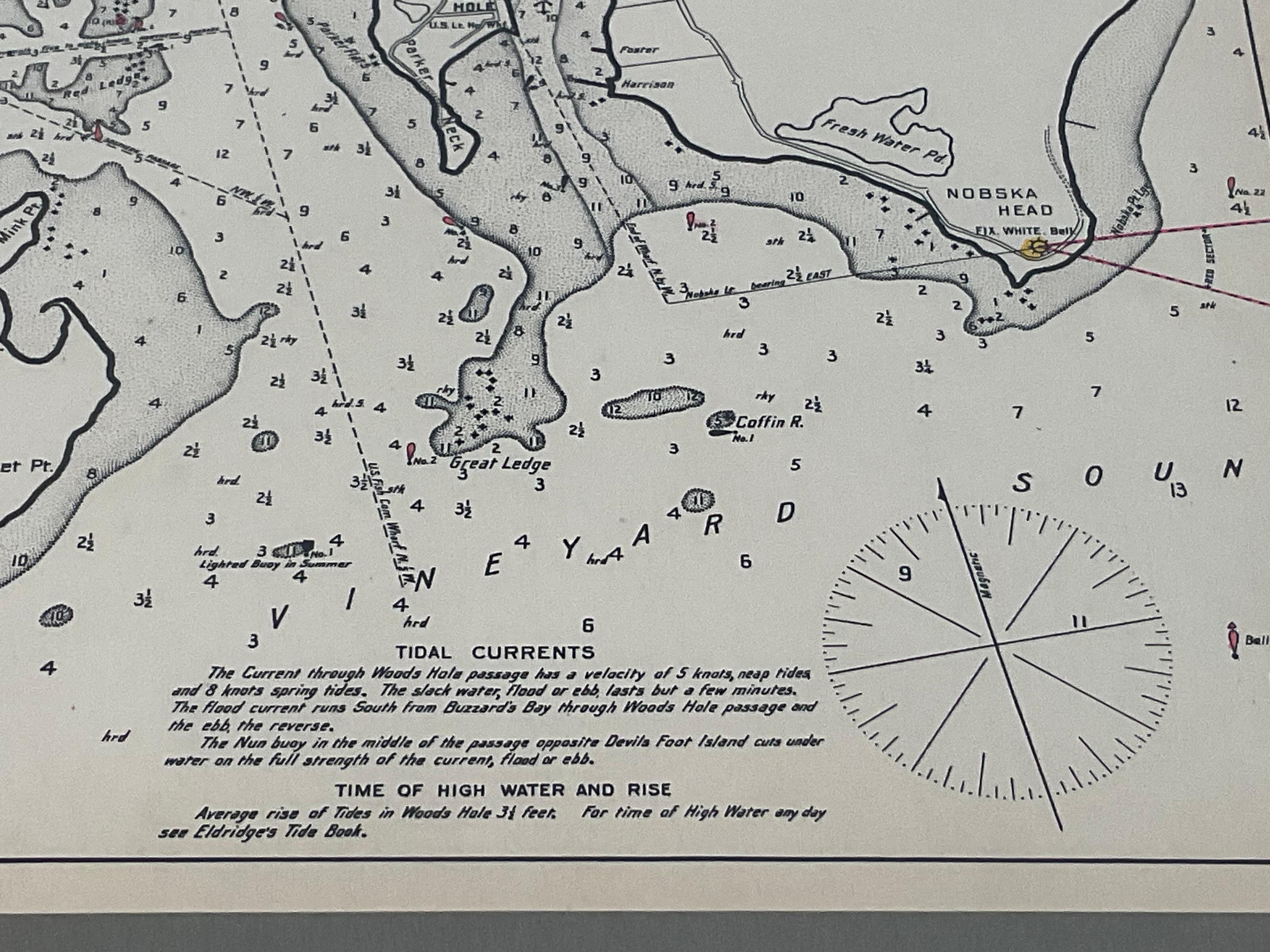 1901 Nautical Chart Showing Woods Hole, Mass en venta 1