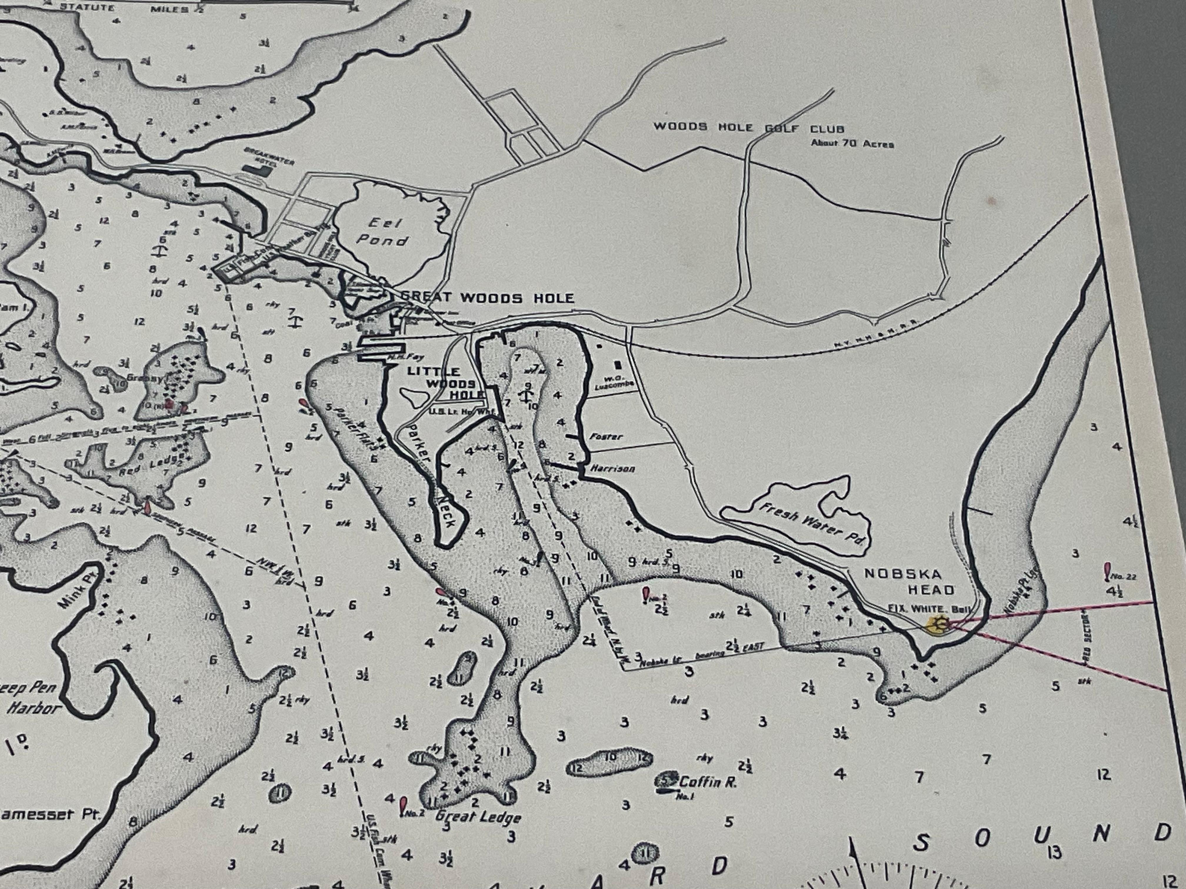1901 Nautical Chart Showing Woods Hole, Mass en venta 2
