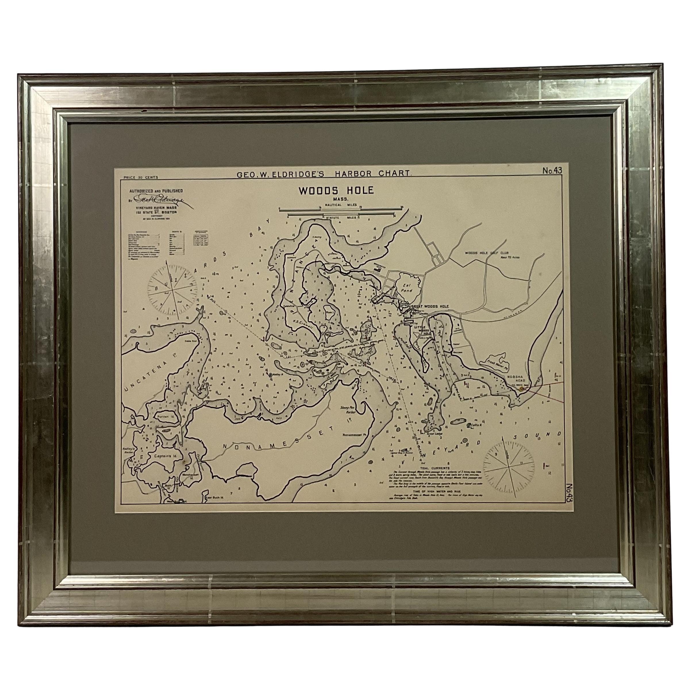 1901 Nautical Chart Showing Woods Hole, Mass en venta