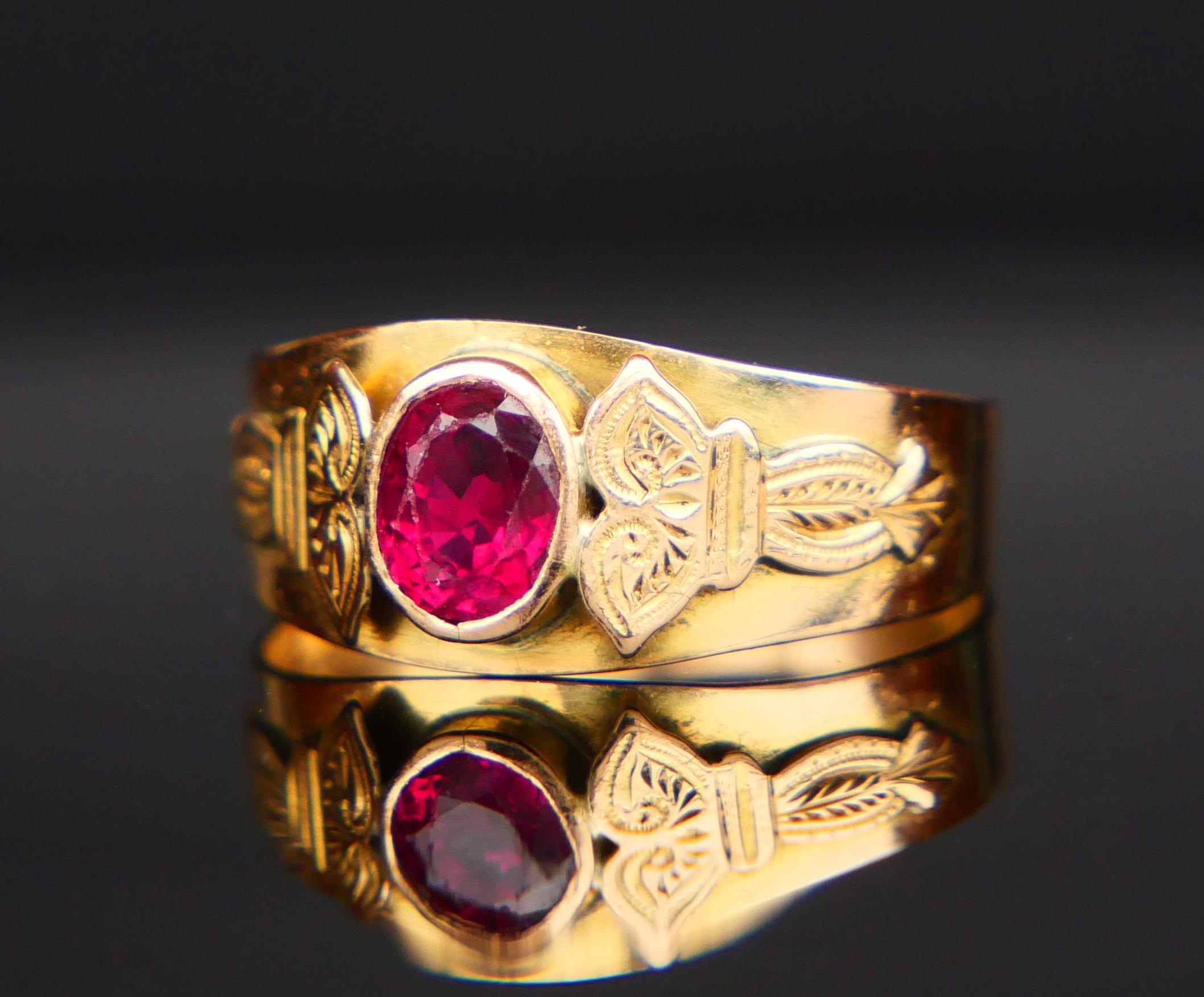 1901 Nordic Ring 0.7 ct natural Red Ruby solid 18K Gold ØUS5.75 /2.05 gr For Sale 6