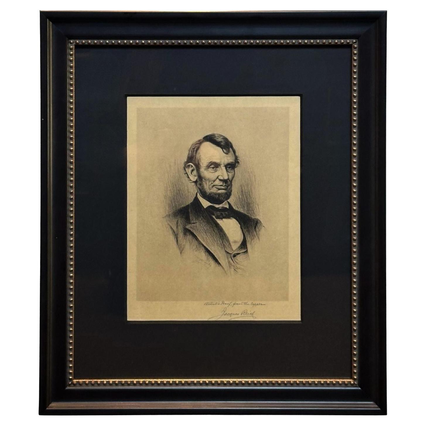 1901 Portrait of Abraham Lincoln by Jacques Reich, Signed Artists Proof For Sale
