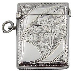 Antique 1901 Sterling Silver Vesta Match Safe by Arthur Cook of Birmingham