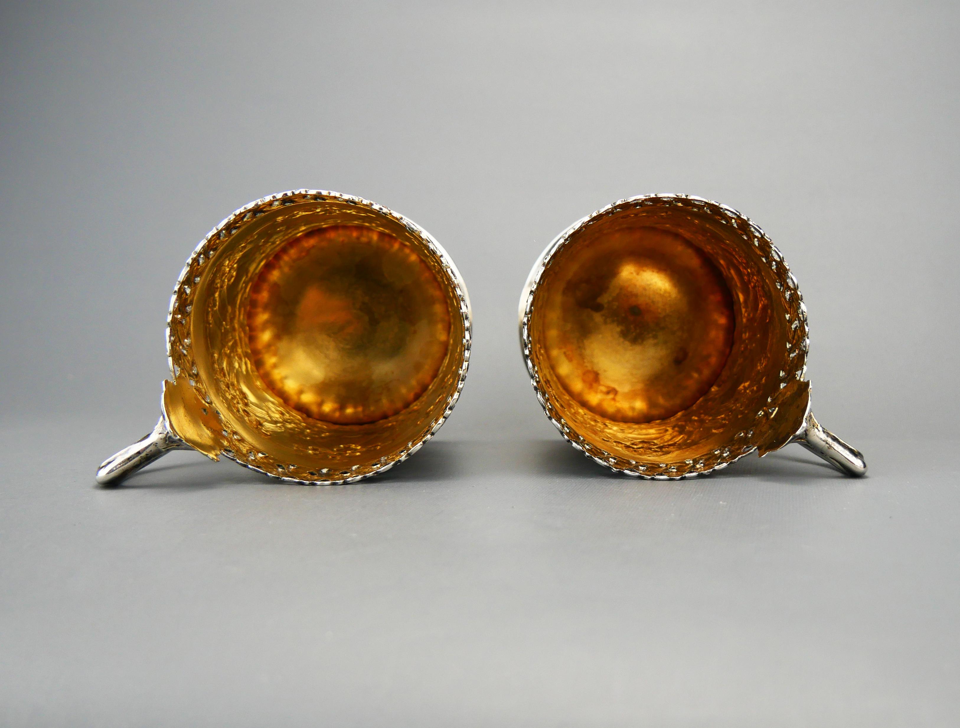 1901 Due portabicchieri Art Nouveau in vetro massiccio 830 Silver / 320 gr in vendita 8