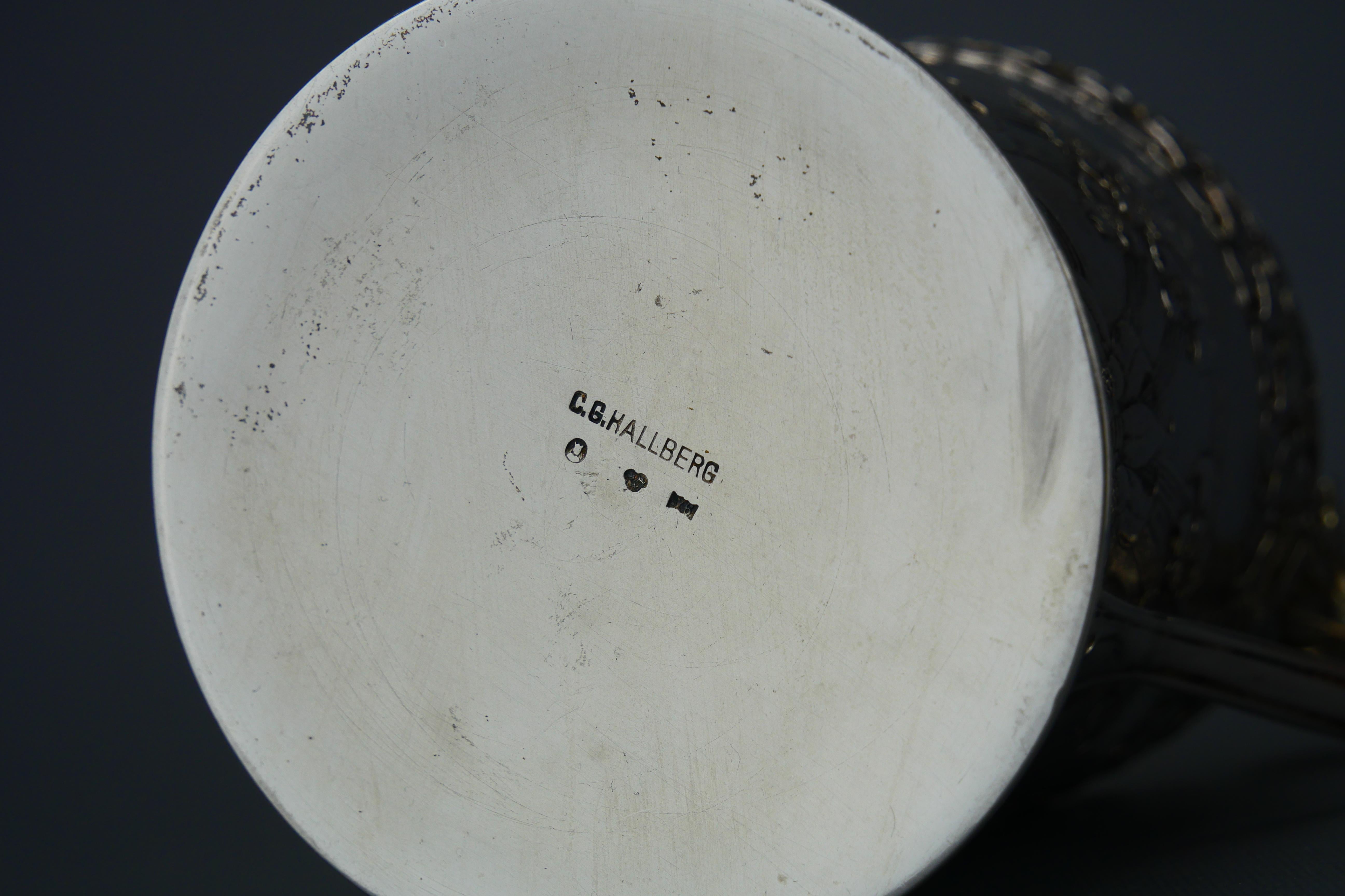 1901 Due portabicchieri Art Nouveau in vetro massiccio 830 Silver / 320 gr in vendita 10