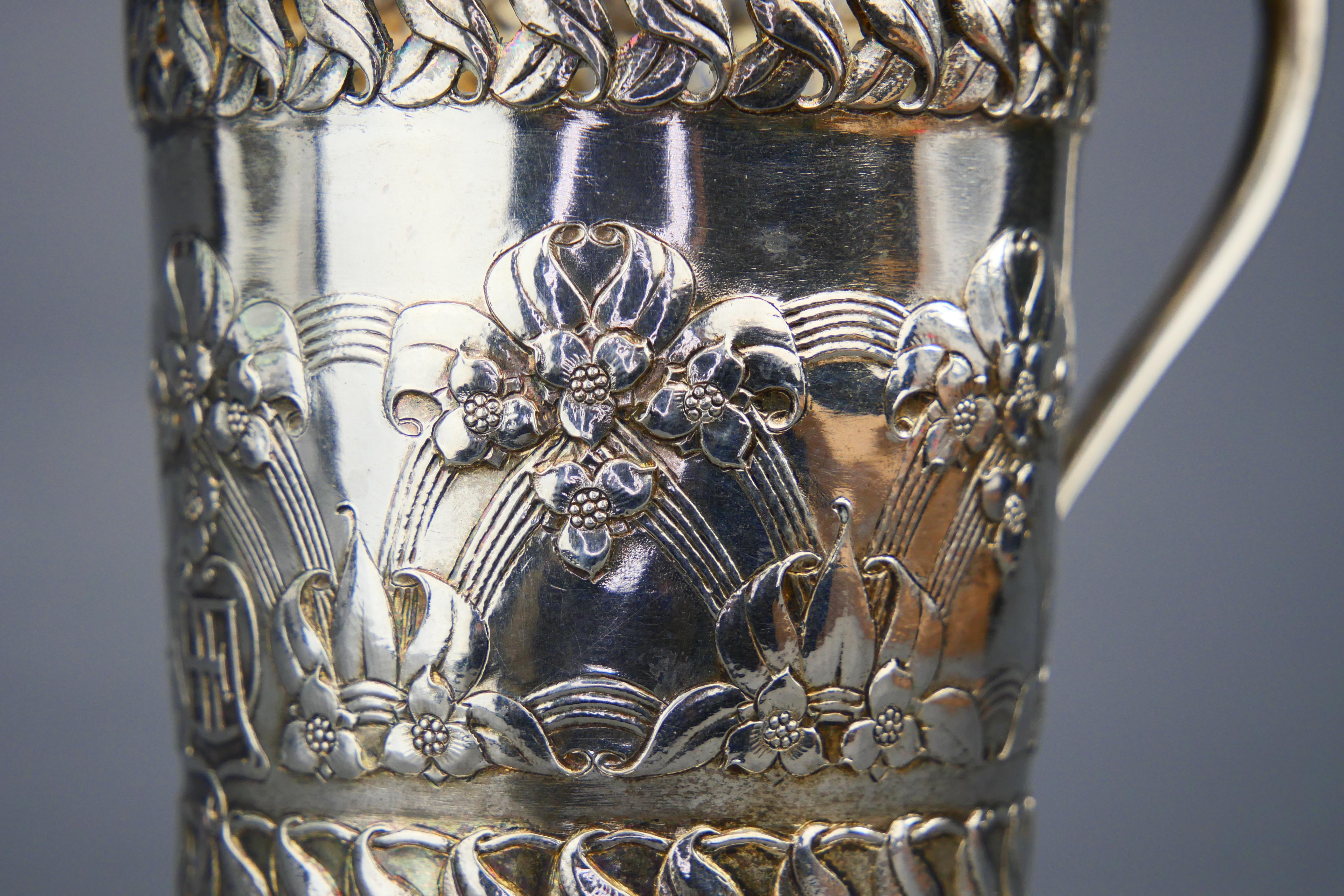 1901 Due portabicchieri Art Nouveau in vetro massiccio 830 Silver / 320 gr in vendita 3