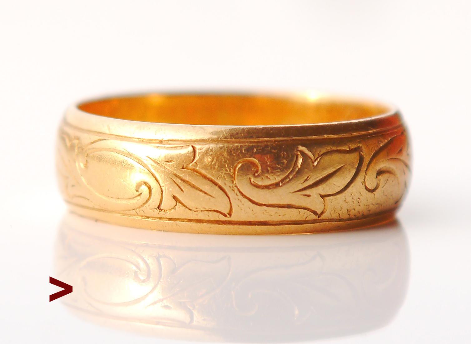 1902 Antiker Europäischer Ring massiv 20K Gold Ø 6.75 US / 5.3 gr (Art déco) im Angebot
