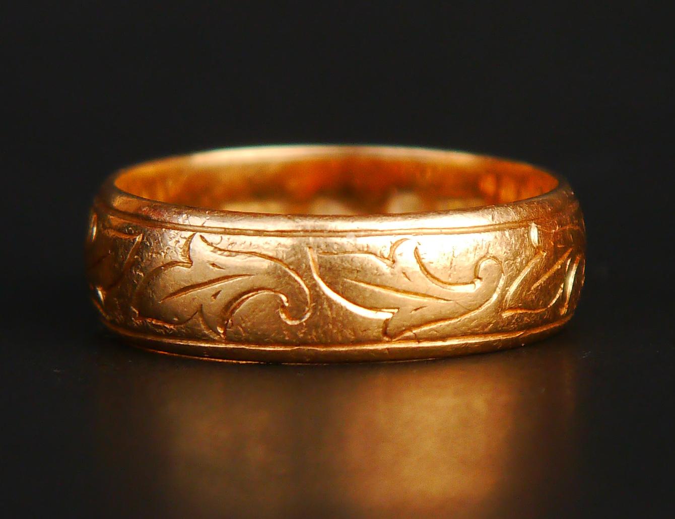 1902 Antiker Europäischer Ring massiv 20K Gold Ø 6.75 US / 5.3 gr im Angebot 2