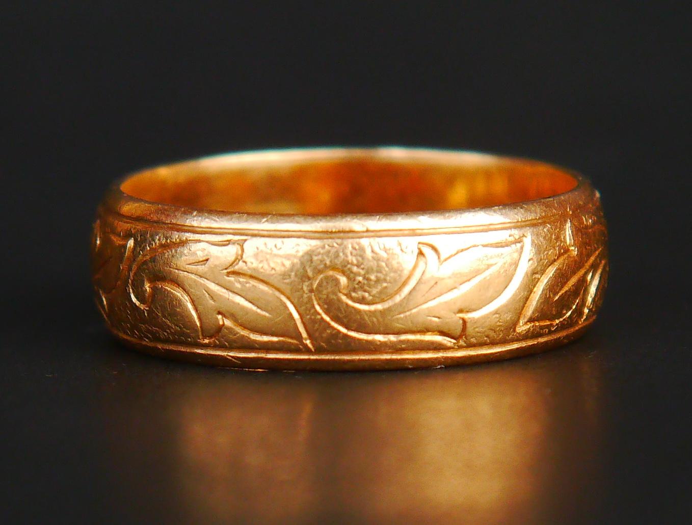 Women's 1902 Antique European Ring solid 20K Gold Ø 6.75 US / 5.3 gr For Sale