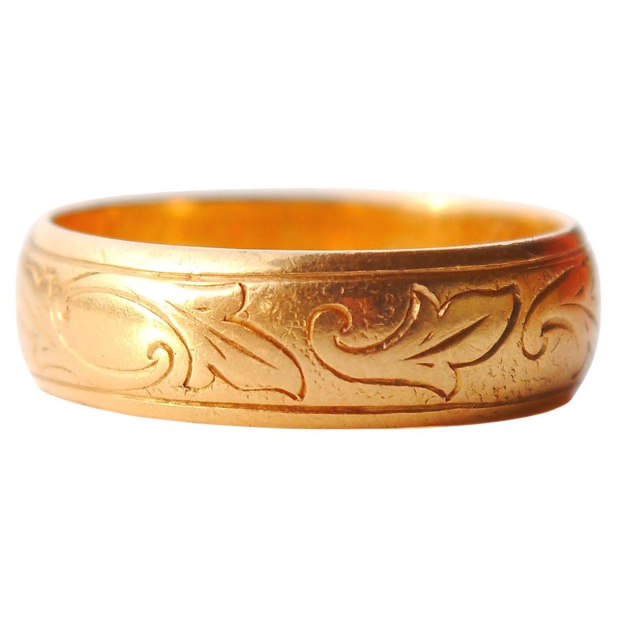 1902 Antique European Ring solid 20K Gold Ø 6.75 US / 5.3 gr For Sale
